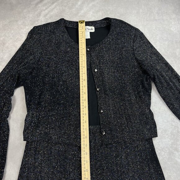 Ronni Nicole by Ouida Black Glitter Knit Tank Dress & Cardigan Twin Set Size 12 - Picture 6 of 12